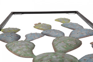 Pannello con cactus, Struttura in ferro, Colore verde, 2,5 x 90 x 31 cm