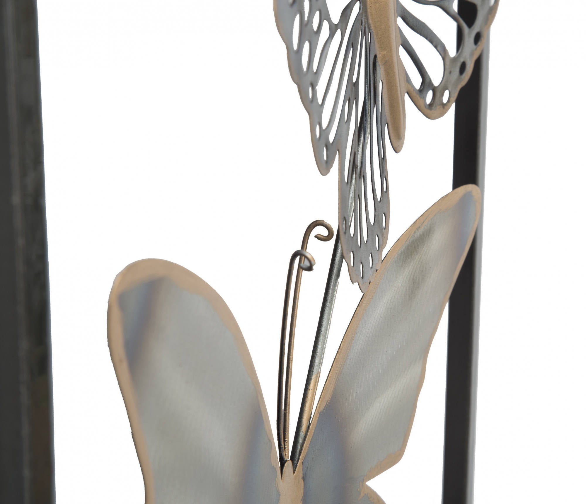 Pannello con farfalle, Struttura in ferro, Colore nero, 2,5 x 90 x 31 cm