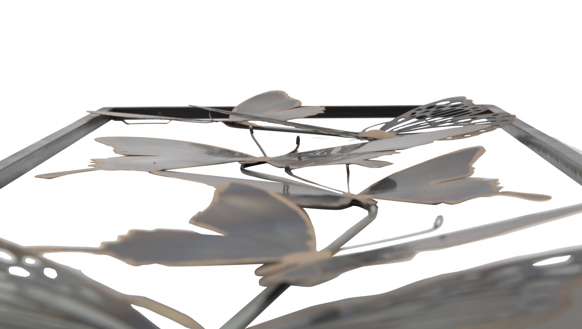 Pannello con farfalle, Struttura in ferro, Colore nero, 2,5 x 90 x 31 cm