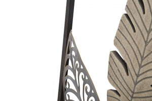 Pannello con foglie, Struttura in ferro, Colore oro, 1,9 x 91 x 30,5 cm