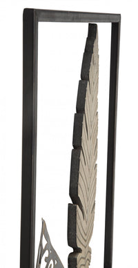 Pannello con foglie, Struttura in ferro, Colore oro, 1,9 x 91 x 30,5 cm