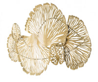 Pannello con foglie, Struttura in ferro, Colore oro, 5 x 64 x 115 cm
