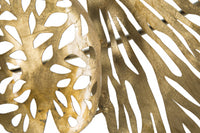 Pannello con foglie, Struttura in ferro, Colore oro, 5 x 64 x 115 cm