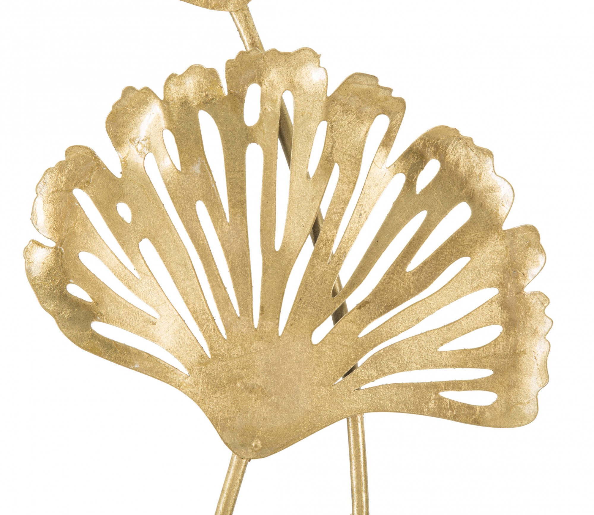 Pannello con foglie, Struttura in ferro, Colore oro, 3 x 90 x 31 cm