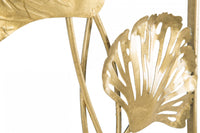 Pannello con foglie, Struttura in ferro, Colore oro, 3 x 90 x 31 cm