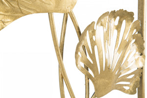 Pannello con foglie, Struttura in ferro, Colore oro, 3 x 90 x 31 cm
