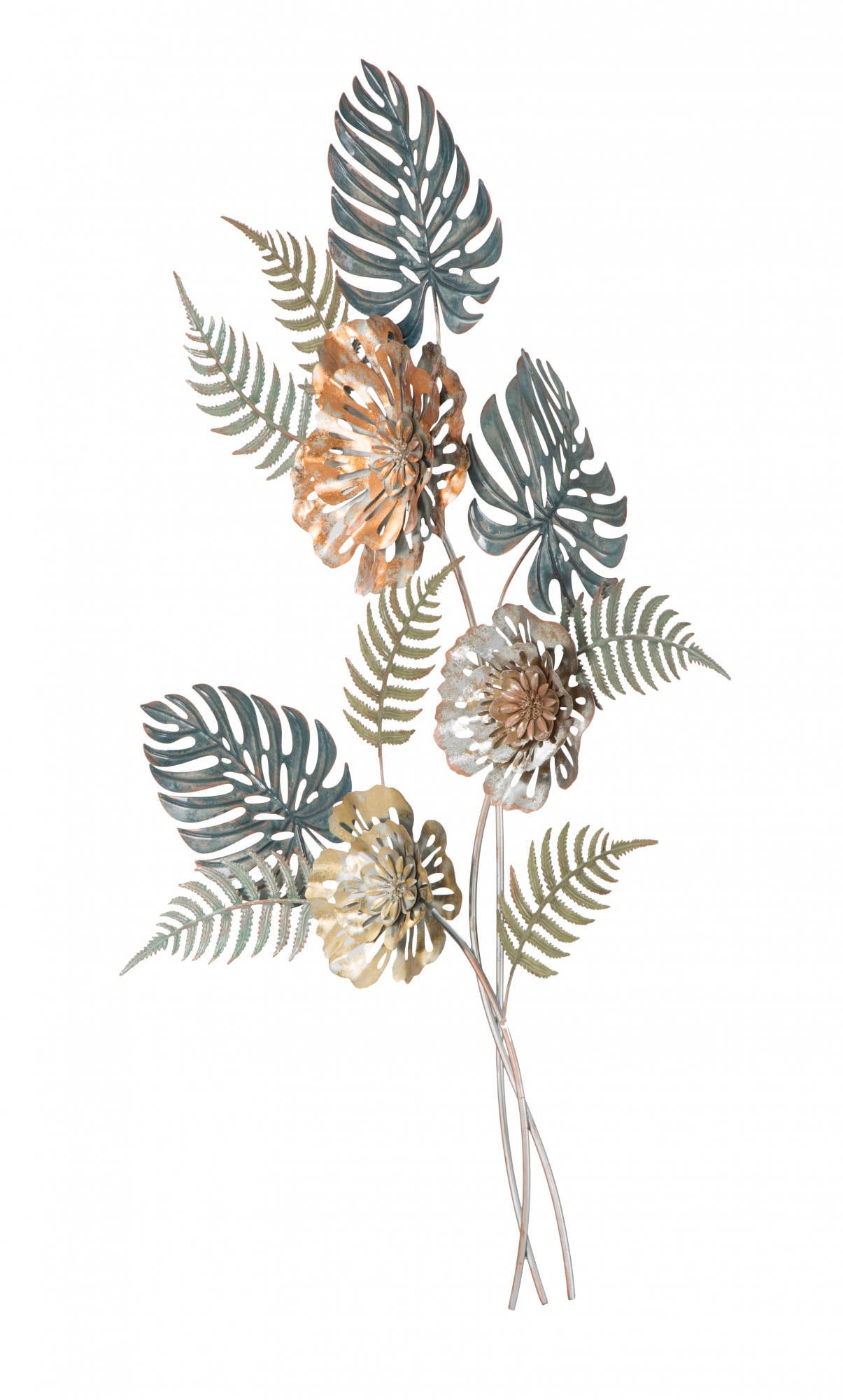 Decorazione da parete, Ferro, Con fantasia floreale, Misure: 66 x 4 x 98 cm