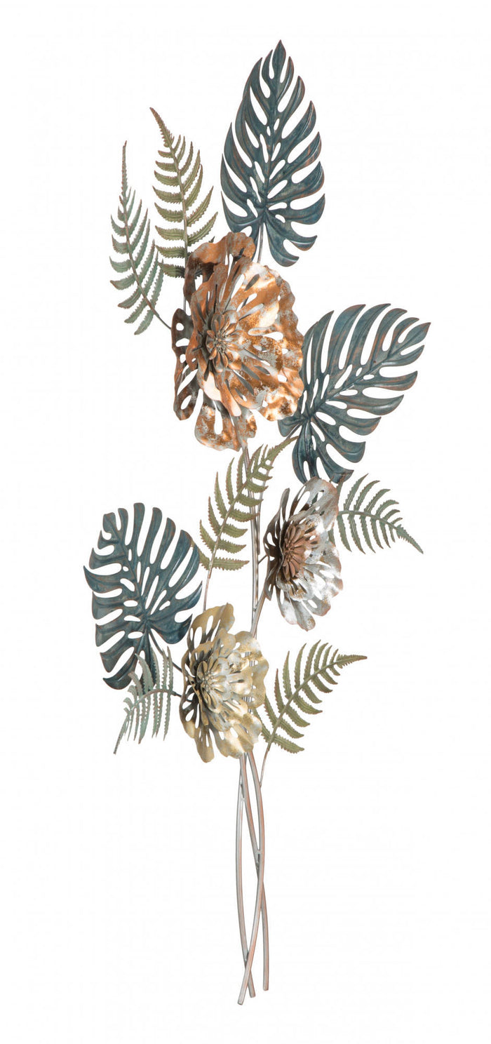 Decorazione da parete, Ferro, Con fantasia floreale, Misure: 66 x 4 x 98 cm