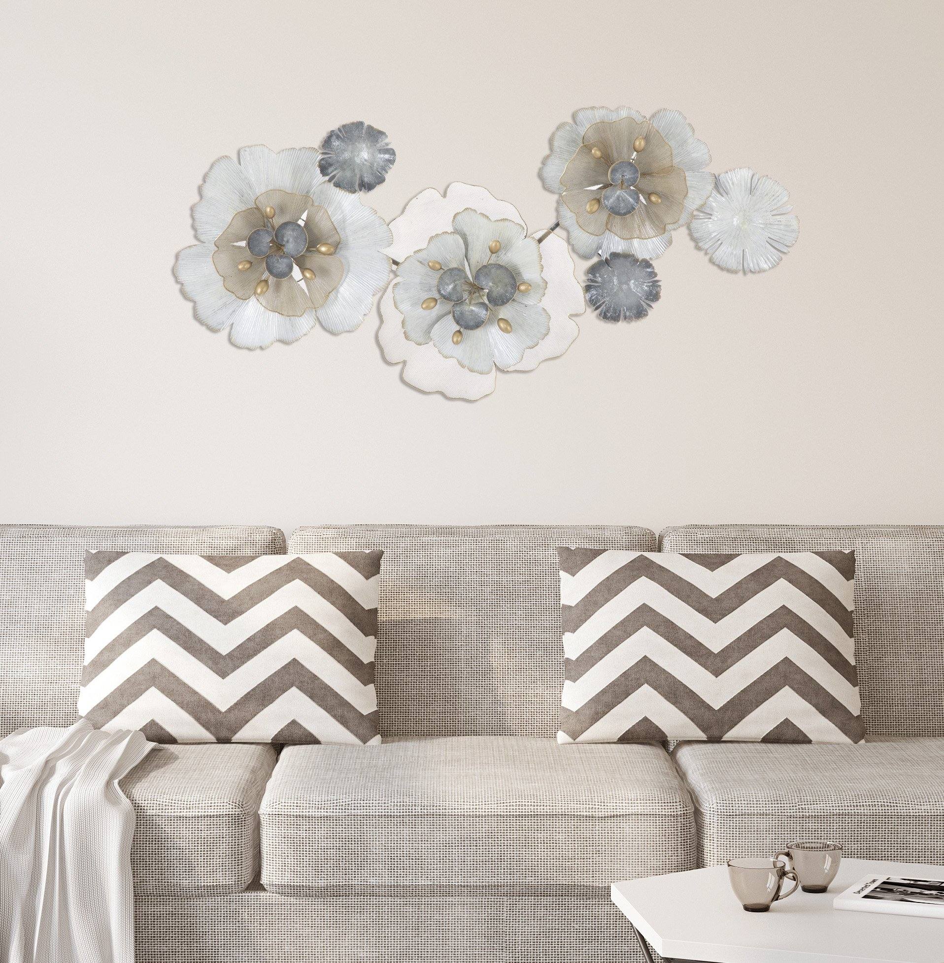 Decorazione da parete, Ferro, Con fantasia floreale, Misure: 119 x 8 x 60 cm