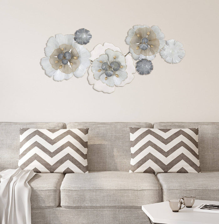 Decorazione da parete, Ferro, Con fantasia floreale, Misure: 119 x 8 x 60 cm