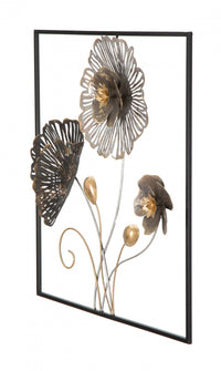 Decorazione da parete, Ferro, Con fantasia floreale, Misure: 50 x 5,5 x 50 cm