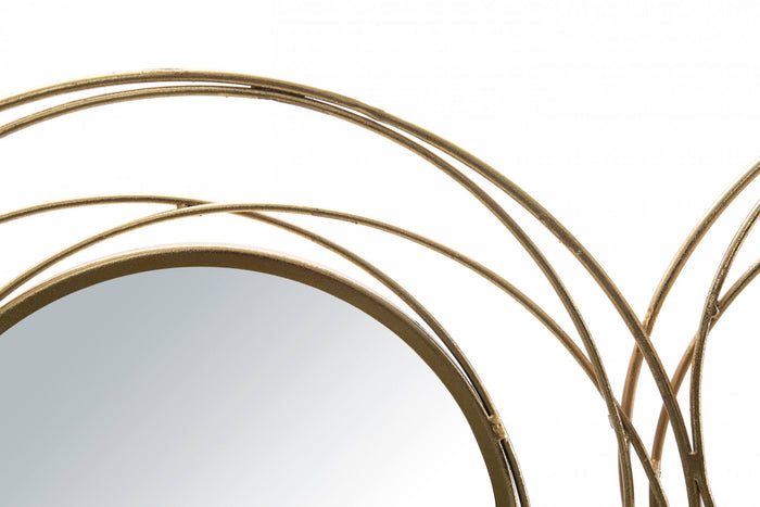 Decorazione da parete, Ferro e Specchio, Colore Oro, Misure: 125 x 4 x 54 cm
