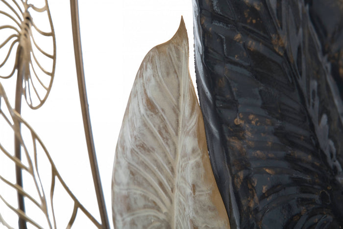Decorazione da parete, struttura in ferro, Con fantasia floreale, Misure 66 x 4,5 x 100 cm
