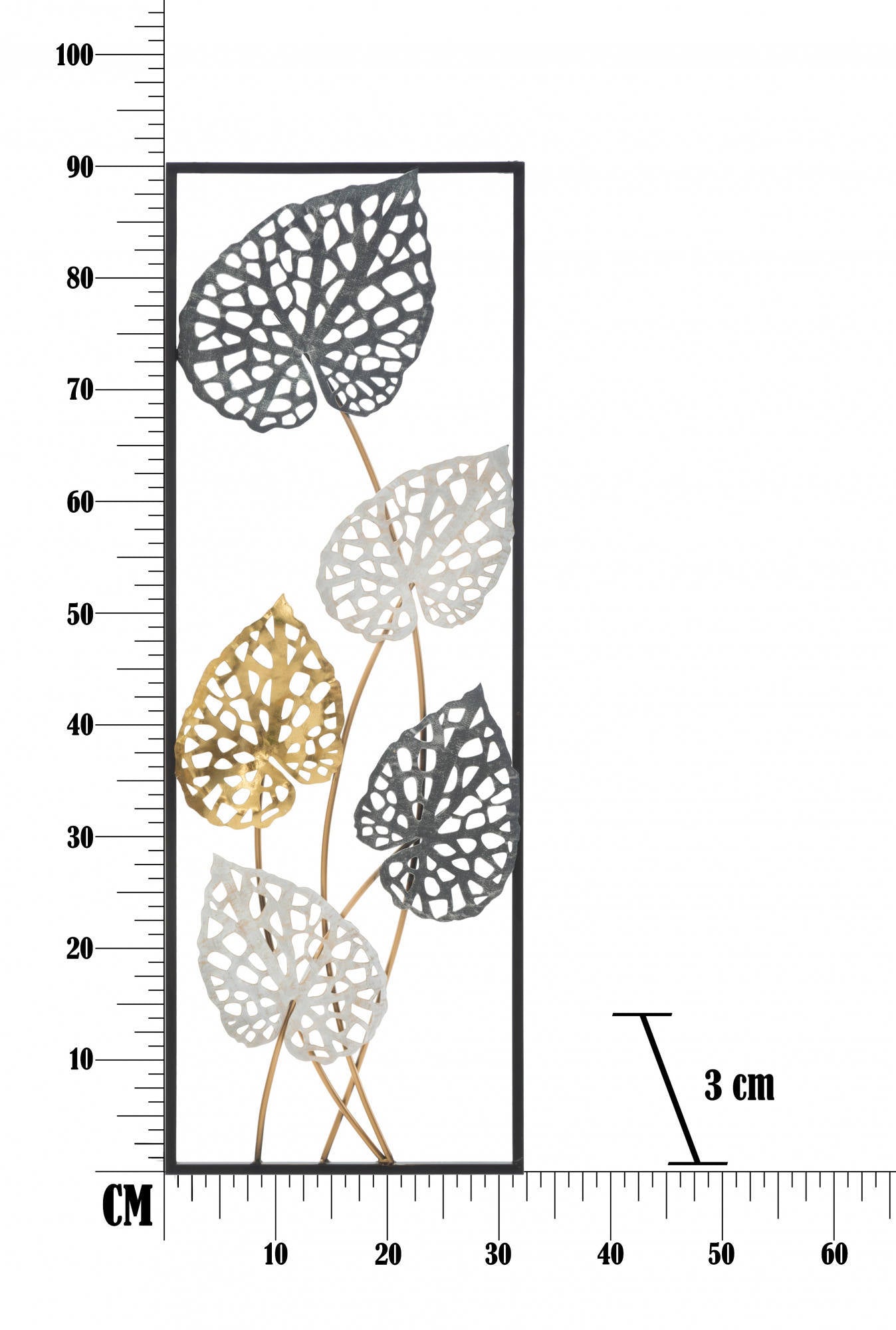 Decorazione da parete, Ferro, Con fantasia floreale, Misure: 31 x 3 x 90 cm