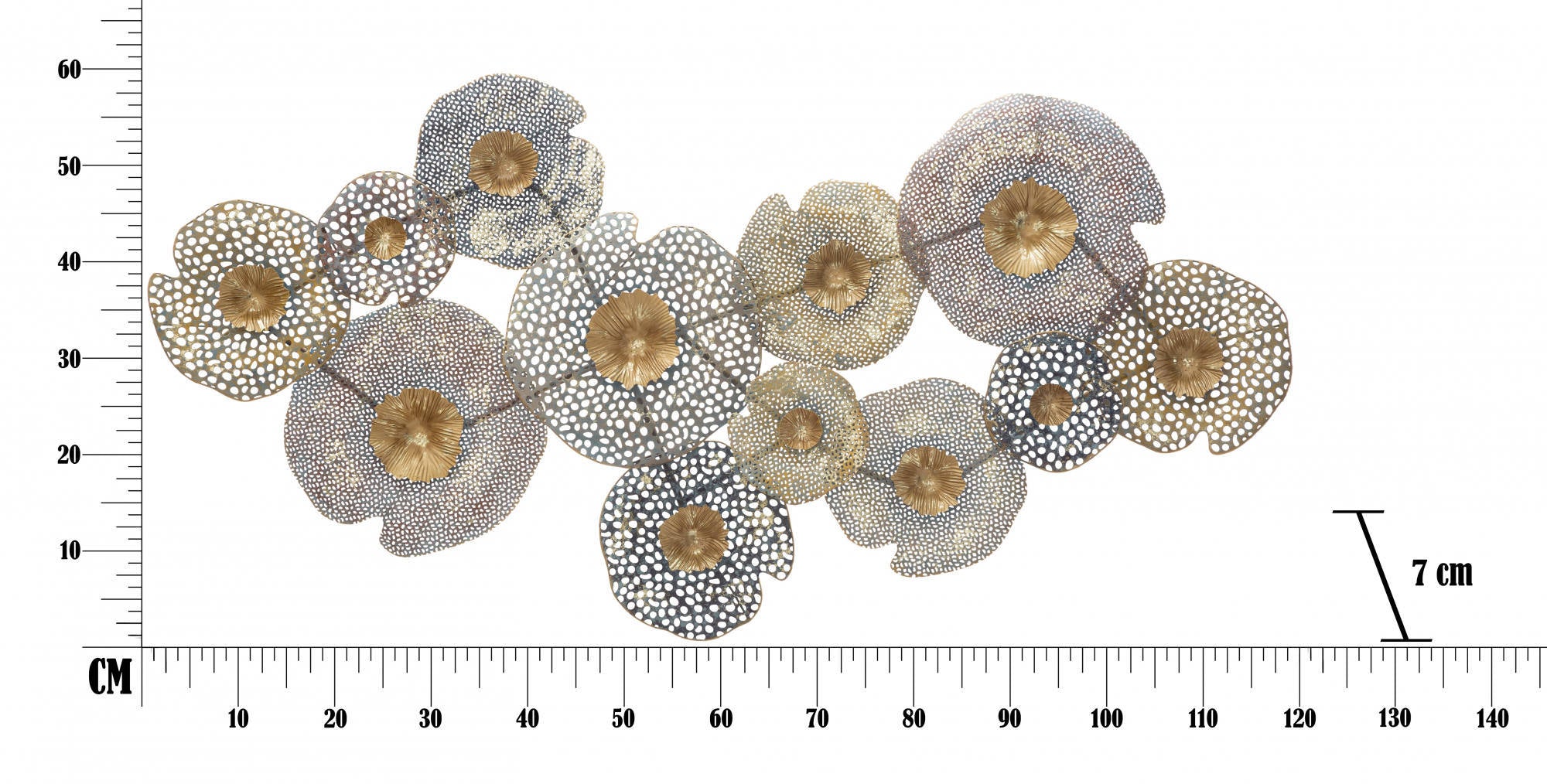 Decorazione da parete, Ferro, Con fantasia floreale, Misure: 119 x 7 x 60 cm