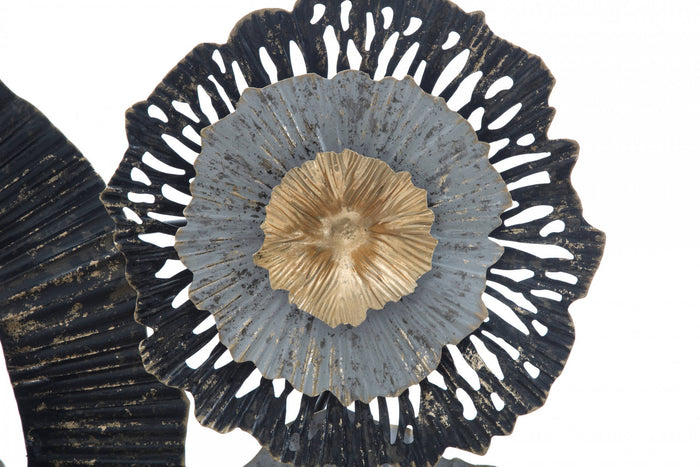 Decorazione da parete, Ferro, Con fantasia floreale, Misure: 100 x 8 x 80 cm