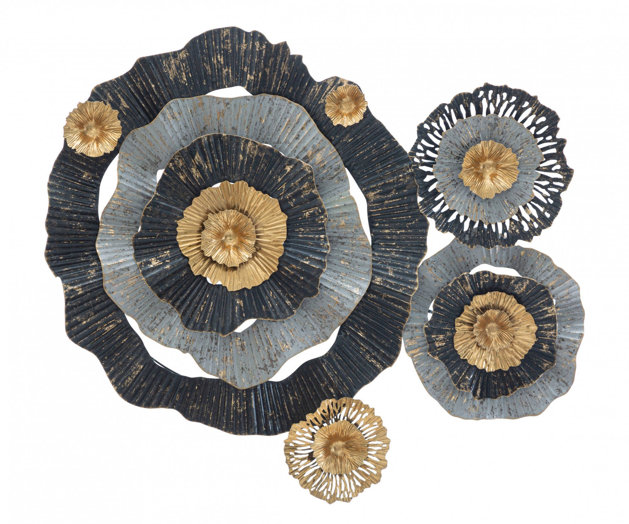 Decorazione da parete, Ferro, Con fantasia floreale, Misure: 100 x 8 x 80 cm