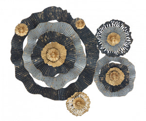 Decorazione da parete, Ferro, Con fantasia floreale, Misure: 100 x 8 x 80 cm