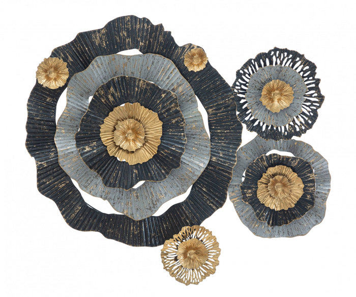 Decorazione da parete, Ferro, Con fantasia floreale, Misure: 100 x 8 x 80 cm