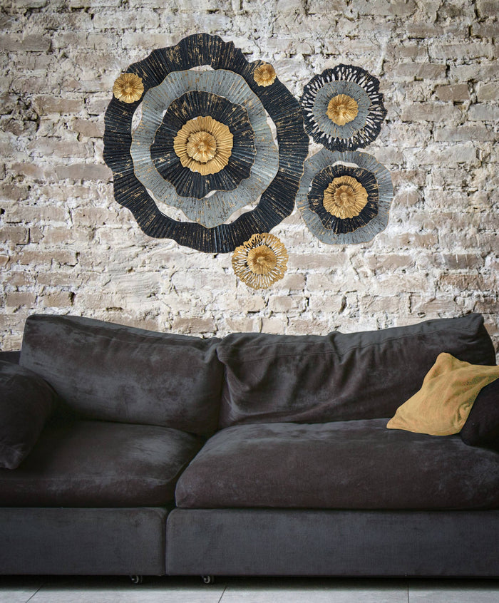 Decorazione da parete, Ferro, Con fantasia floreale, Misure: 100 x 8 x 80 cm