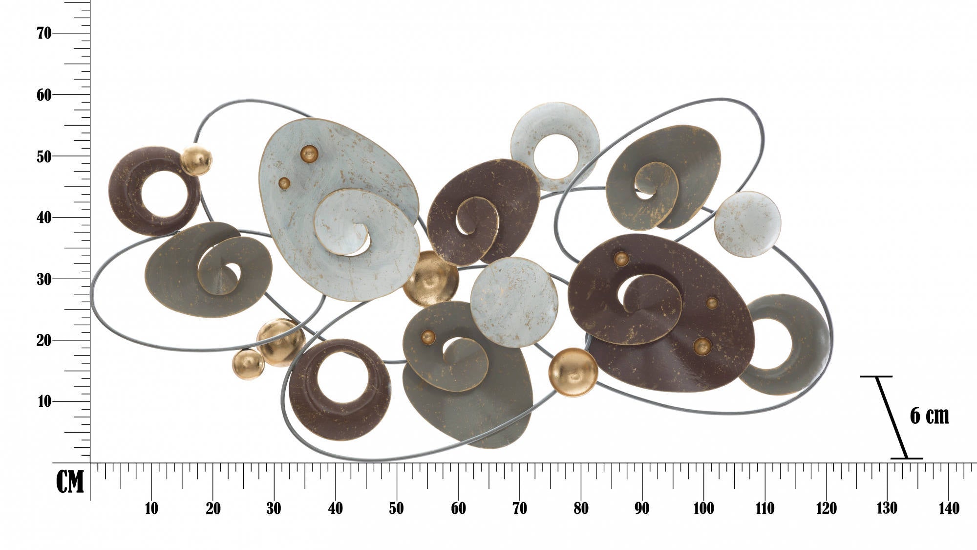 Decorazione da parete, Ferro, Con fantasia floreale, Misure: 120 x 6 x 58 cm