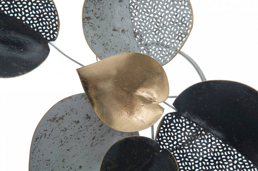 Pannello in metallo, con foglie, colore multicolore, Misure 5,5 x 40 x 62,5 cm