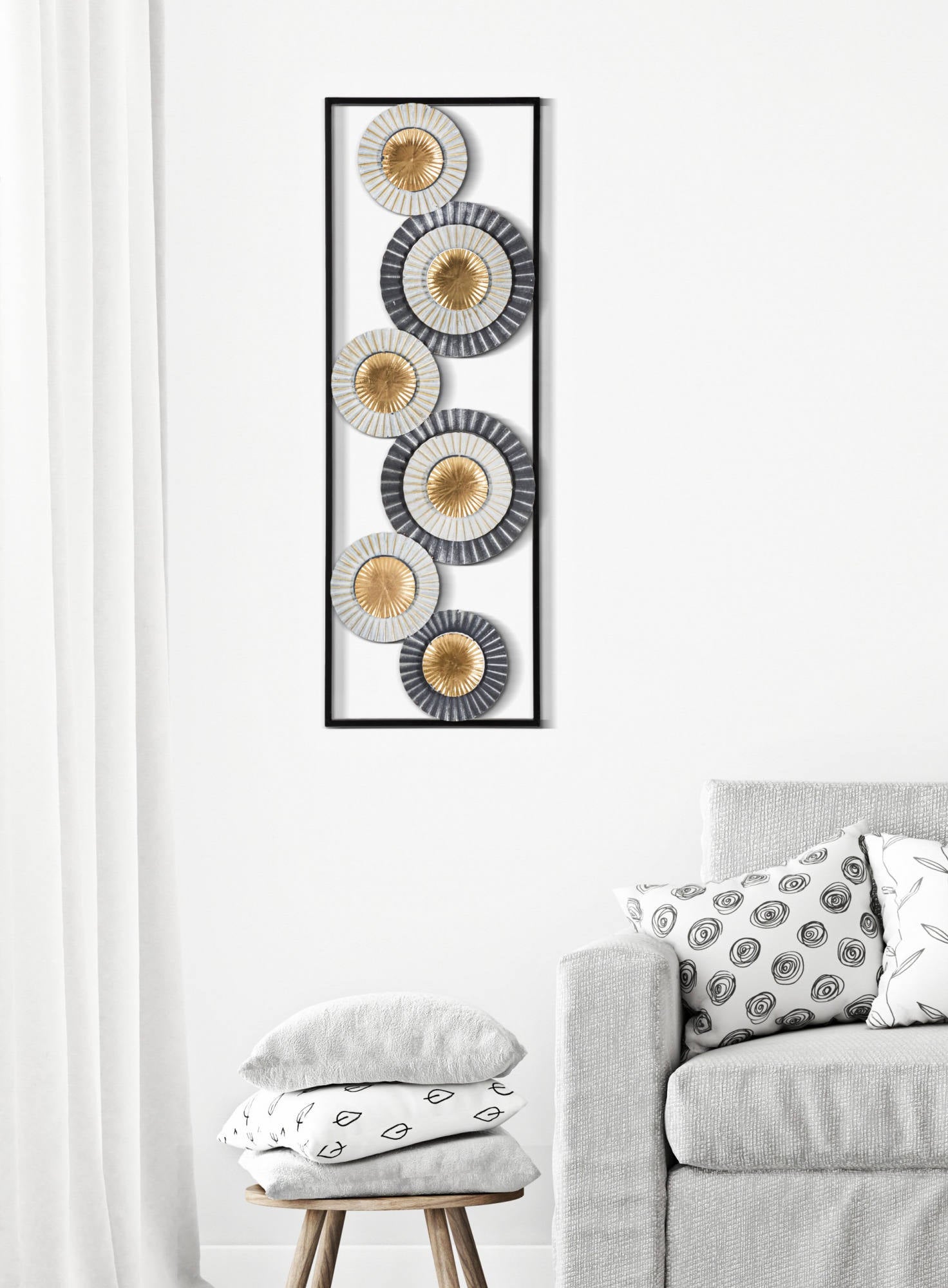 Decorazione da parete, Ferro, Con fantasia floreale, Misure: 32 x 2 x 90 cm