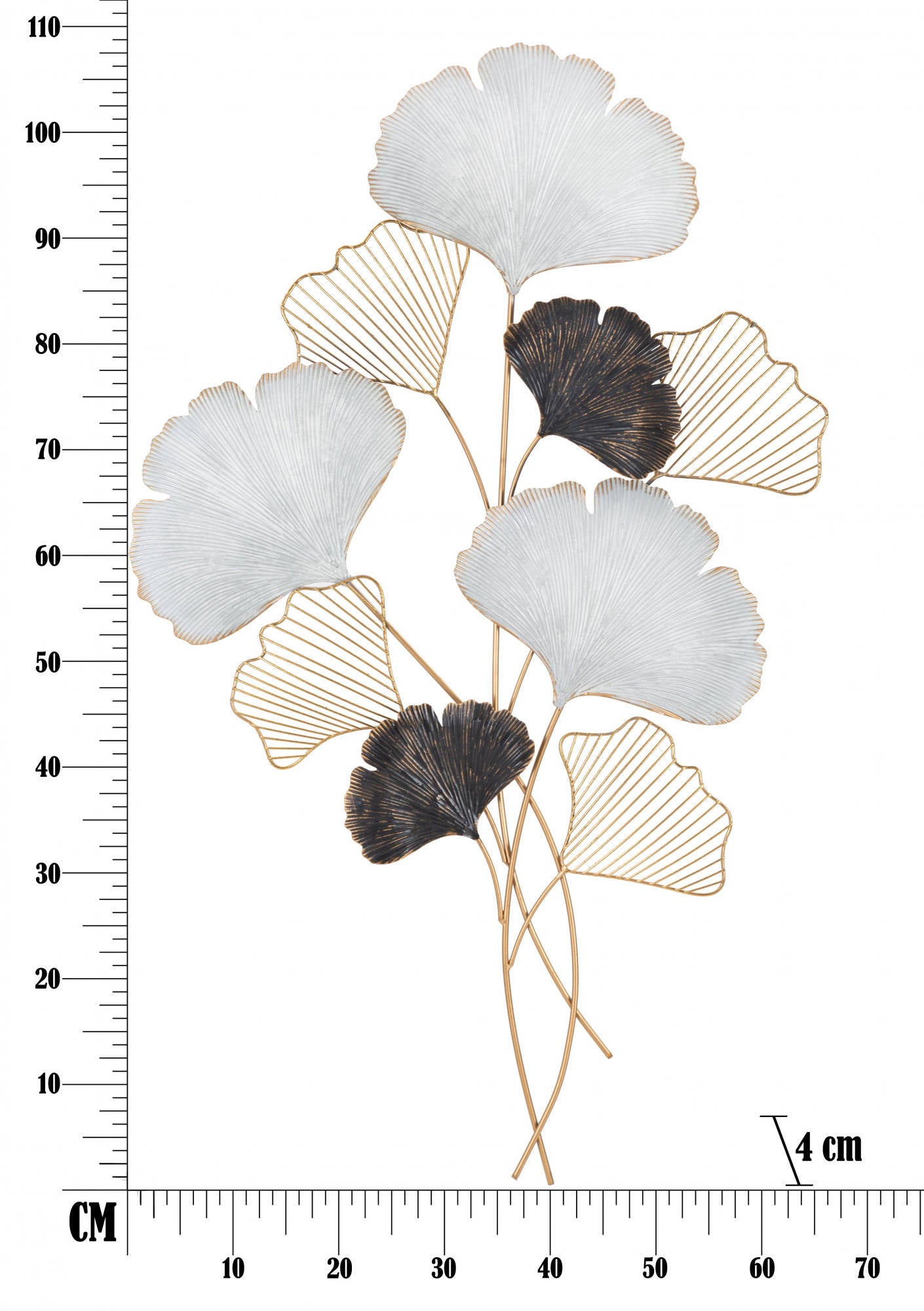 Decorazione da parete, Ferro, Con fantasia floreale, Misure: 66 x 4 x 109 cm