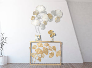 Decorazione da parete, Ferro, Con fantasia floreale, Misure: 86 x 10 x 113 cm