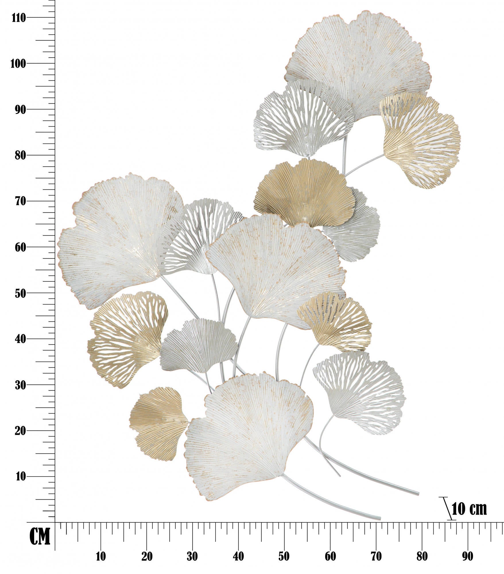 Decorazione da parete, Ferro, Con fantasia floreale, Misure: 86 x 10 x 113 cm