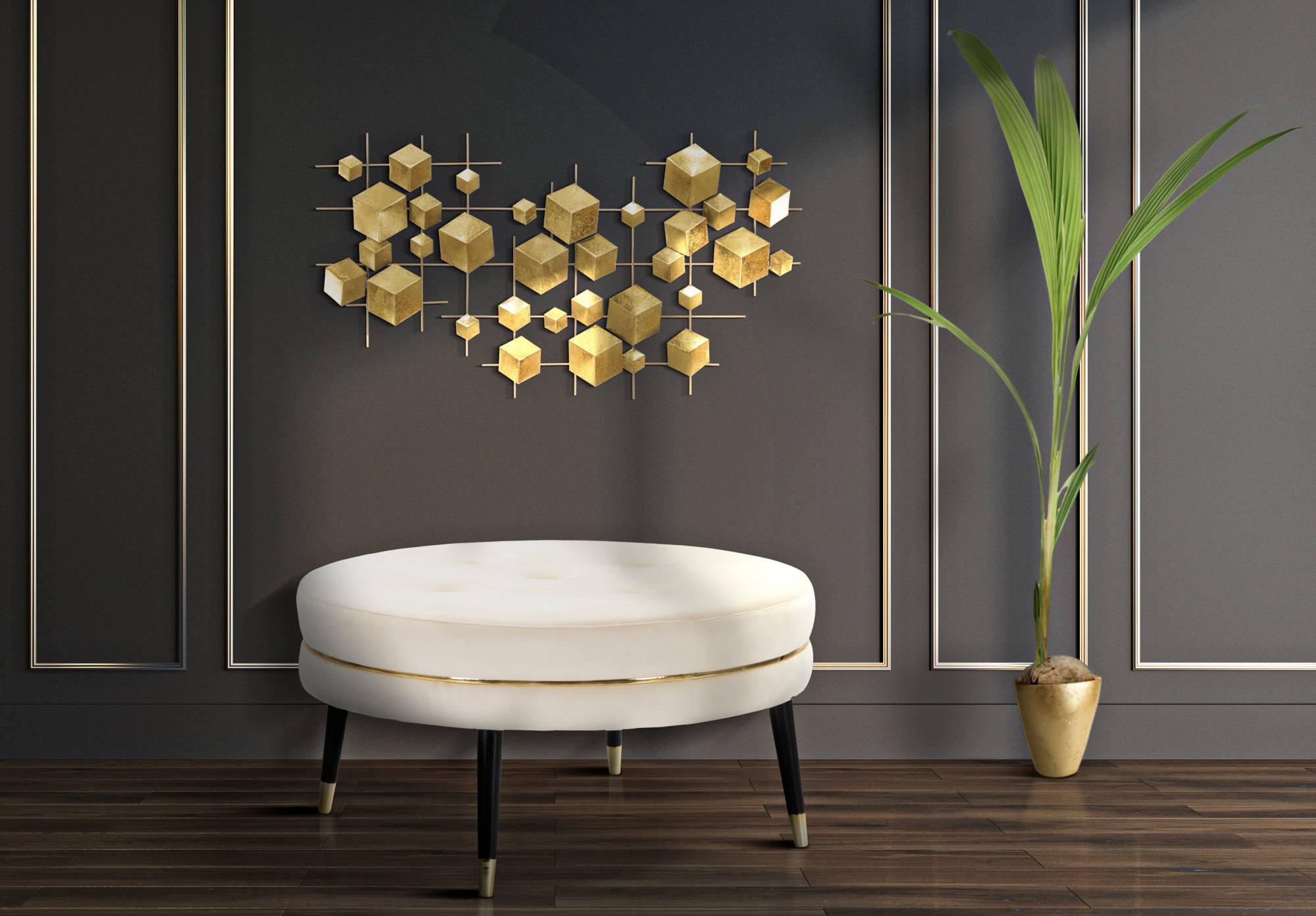 Decorazione da parete, Ferro, Con fantasia floreale, Misure: 91 x 3,5 x 50 cm