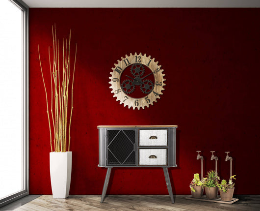 Orologio da parete, Ferro e Mdf, Colore Nero, Misure: 60 x 4 x 60 cm