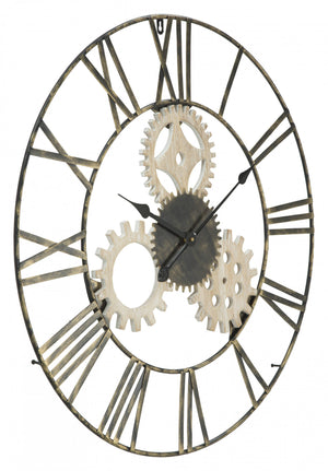 Orologio da parete, Ferro e Mdf, Colore Nero, Misure: 70 x 4,5 x 70 cm