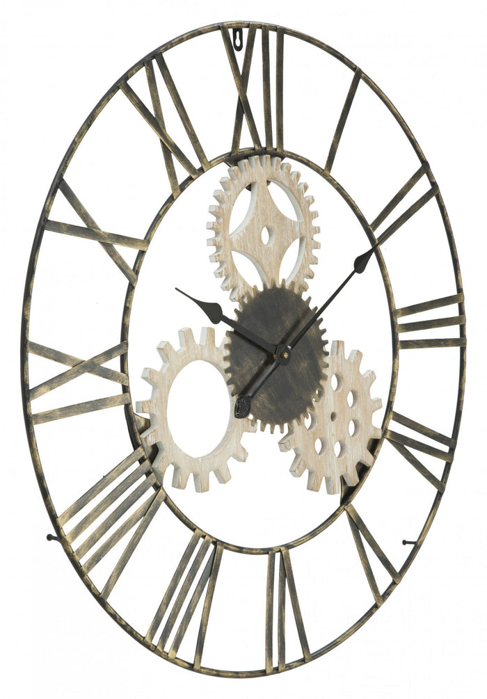 Orologio da parete, Ferro e Mdf, Colore Nero, Misure: 70 x 4,5 x 70 cm