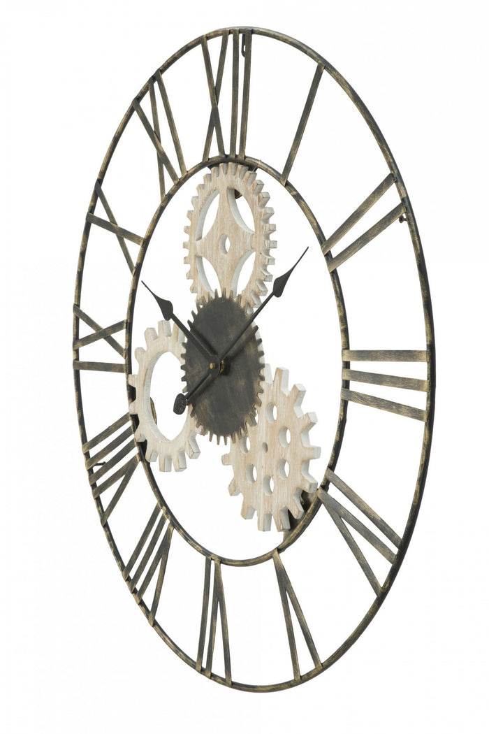 Orologio da parete, Ferro e Mdf, Colore Nero, Misure: 70 x 4,5 x 70 cm
