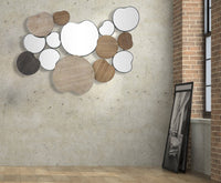 Specchio da muro, Legno e Ferro e Specchio, Colore Marrone, Misure: 118 x 11 x 83 cm