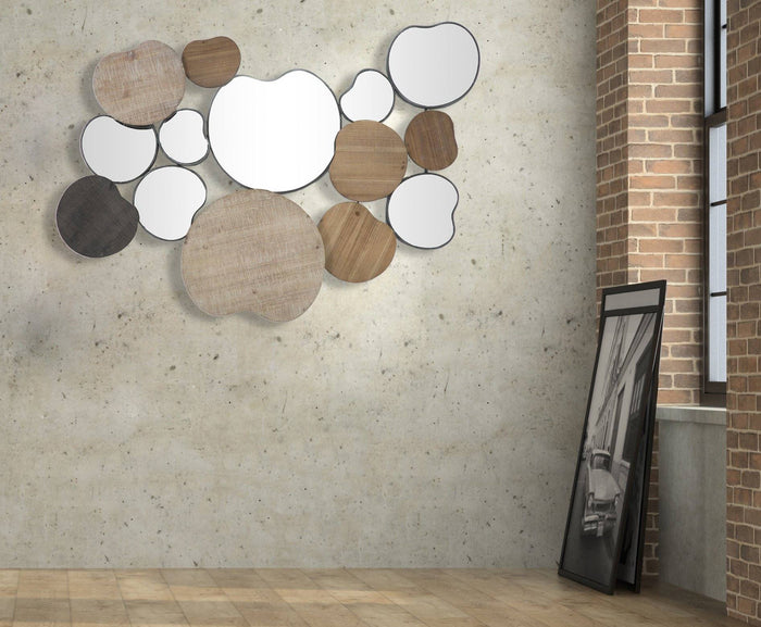 Specchio da muro, Legno e Ferro e Specchio, Colore Marrone, Misure: 118 x 11 x 83 cm