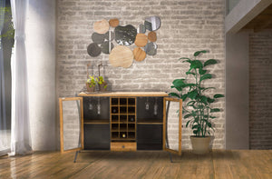 Specchio da muro, Legno e Ferro e Specchio, Colore Marrone, Misure: 118 x 11 x 83 cm