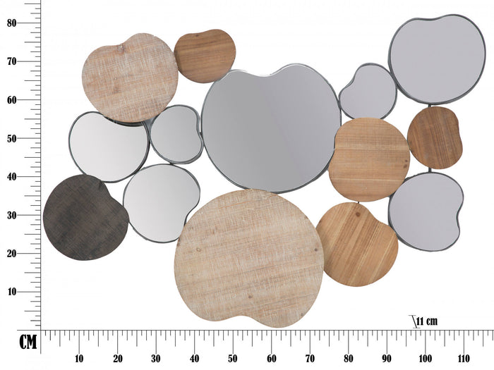 Specchio da muro, Legno e Ferro e Specchio, Colore Marrone, Misure: 118 x 11 x 83 cm