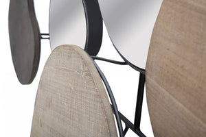 Specchio da muro, Legno e Ferro e Specchio, Colore Marrone, Misure: 118 x 11 x 83 cm