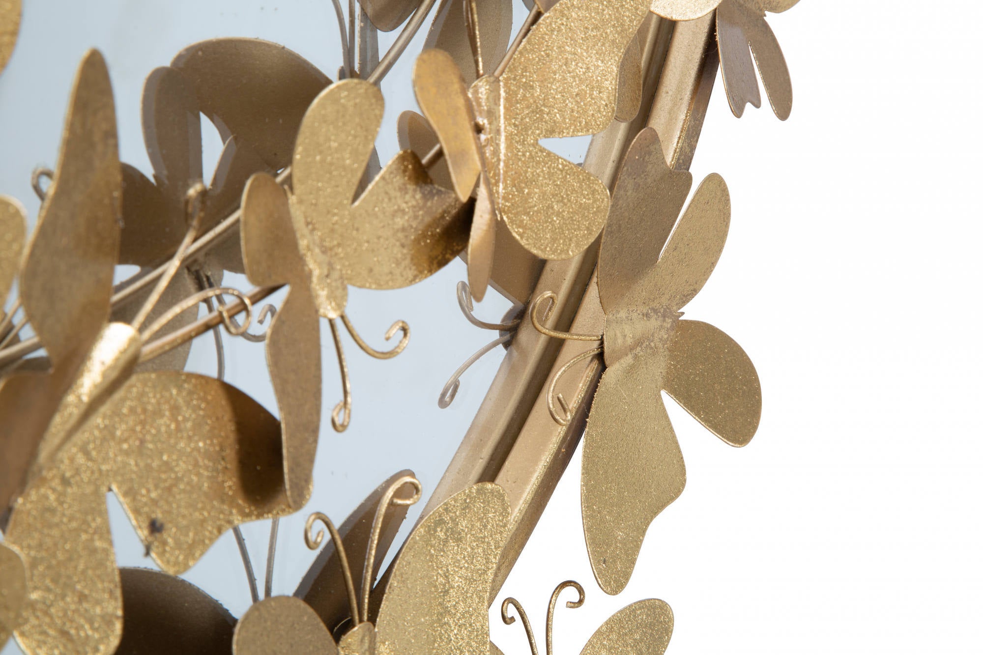 Specchio rotondo, Ferro e Mdf, Colore Oro, Misure: 74 x 4 x 75 cm