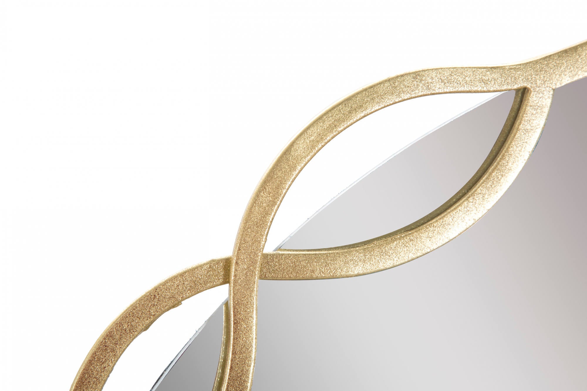 Specchio rotondo, Ferro e Mdf, Colore Oro, Misure: 74 x 2 x 72 cm