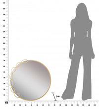 Specchio rotondo, Ferro e Mdf, Colore Oro, Misure: 74 x 2 x 72 cm