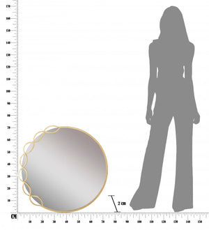 Specchio rotondo, Ferro e Mdf, Colore Oro, Misure: 74 x 2 x 72 cm