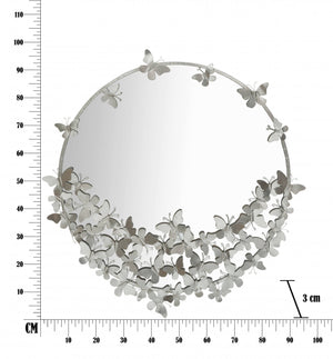 Specchio da parete, Ferro e Specchio, Colore Argento, Misure: 91 x 3 x 94 cm