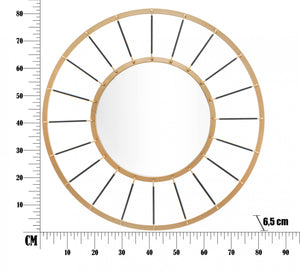 Specchio da parete, Ferro e Specchio, Colore Oro, Misure: 81 x 6,5 x 81 cm