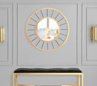 Specchio da parete, Ferro e Specchio, Colore Oro, Misure: 81 x 6,5 x 81 cm