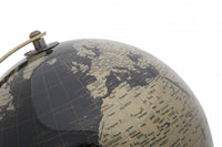 Mappamondo decorativo, Plastica e Ferro, Colore Nero, Misure: 20 x 20 x 28 cm