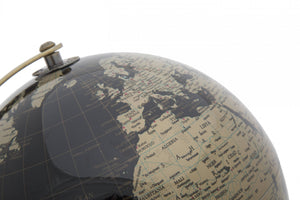 Mappamondo decorativo, Plastica e Ferro, Colore Nero, Misure: 20 x 20 x 28 cm