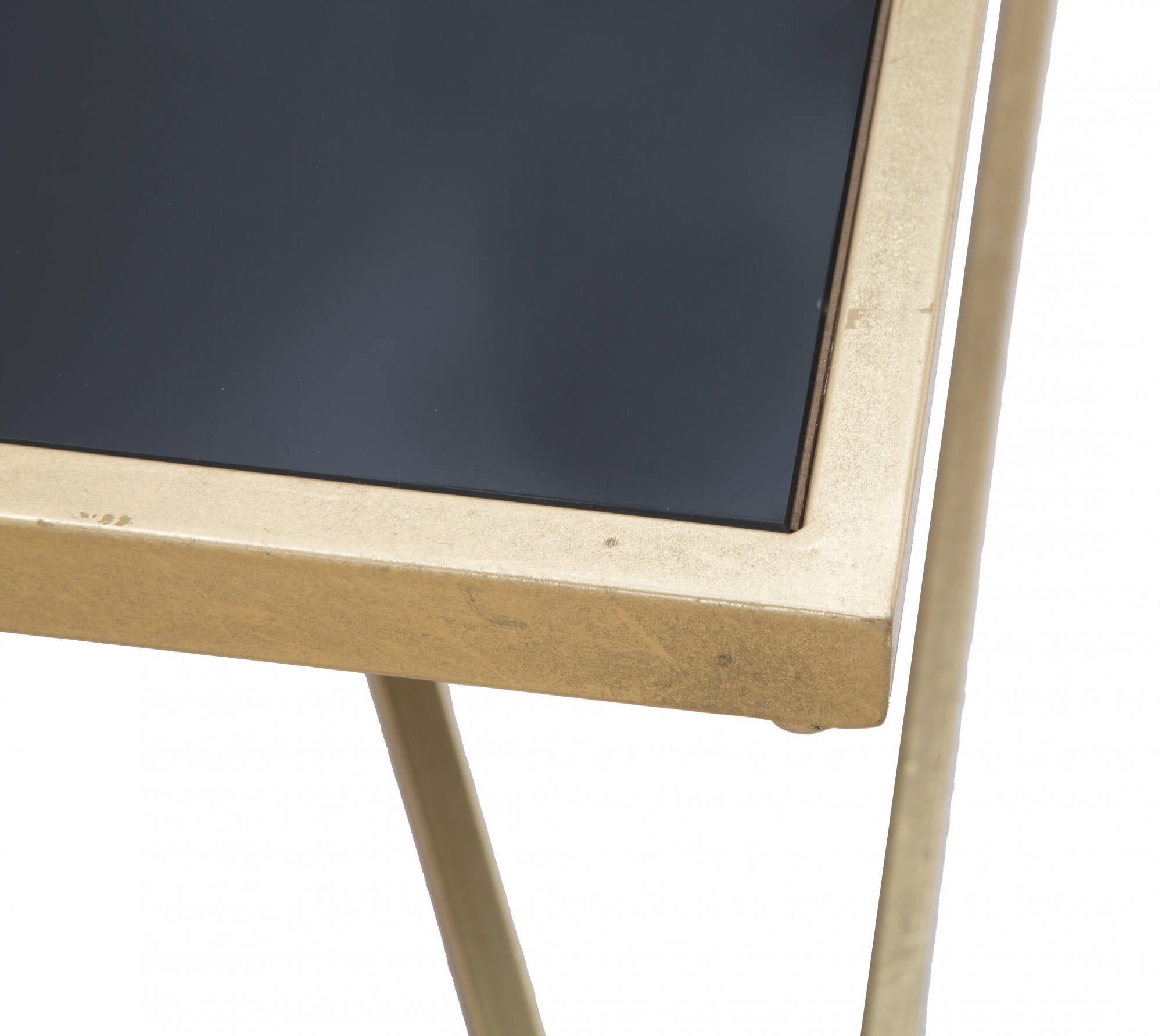 Tavolo da caffè, Ferro e Vetro, Colore Oro, Misure: 110 x 60 x 45 cm